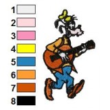 Goofy Playing Guitar Embroidery Design